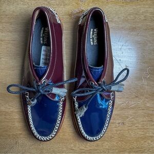Weejuns G.H. Bass Lace-Up Two Tone Burgundy Navy Shoes Size 7